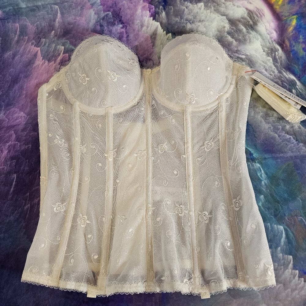 Dominique‎ Embroidered Lace Torsolette 36B Bone color